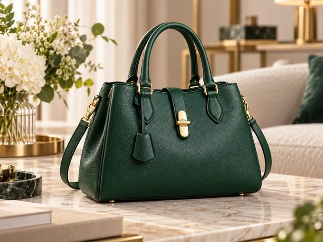 Lifestyle Scene example: the handbag on a marble table in a living room